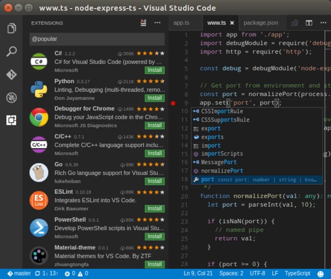 Visual Studio Code snap