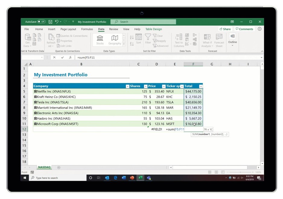 excel office 365 acciones