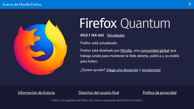 Firefox Quantum 69.0.1