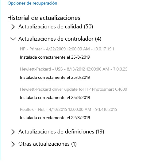 títulos drivers windows update