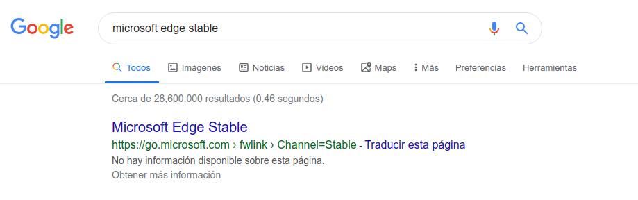 Microsoft Edge Stable google