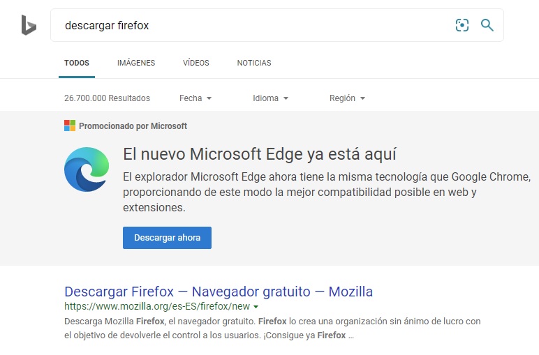 guerra de navegadores 2020 bing recomienda edge