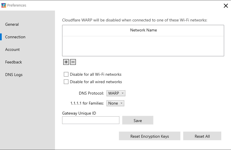 lista conexiones no soportadas warp cloudflare