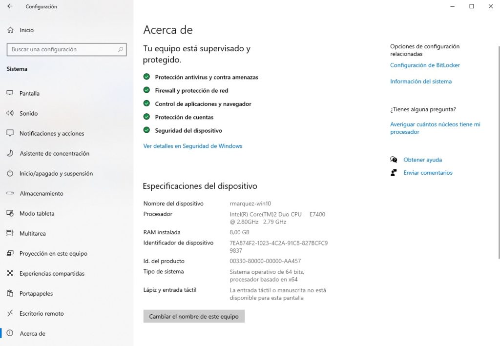 moderno acceso sistema panel de control en windows 10