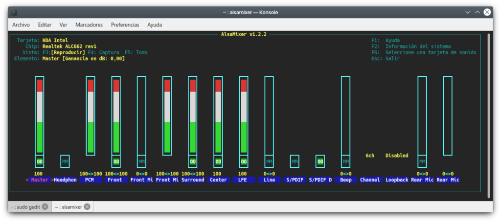 alsamixer sonido surround ubuntu 20.04