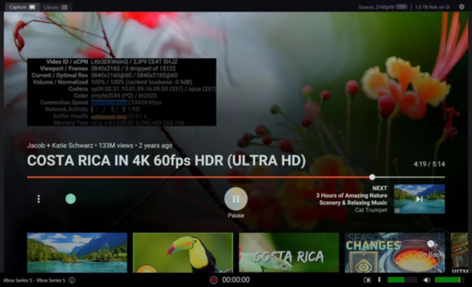 codec vp9-2 hdr en youtube con xbox