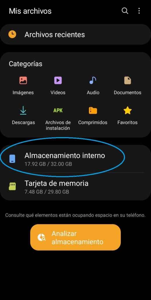 memoria interna al personalizar sonidos en android