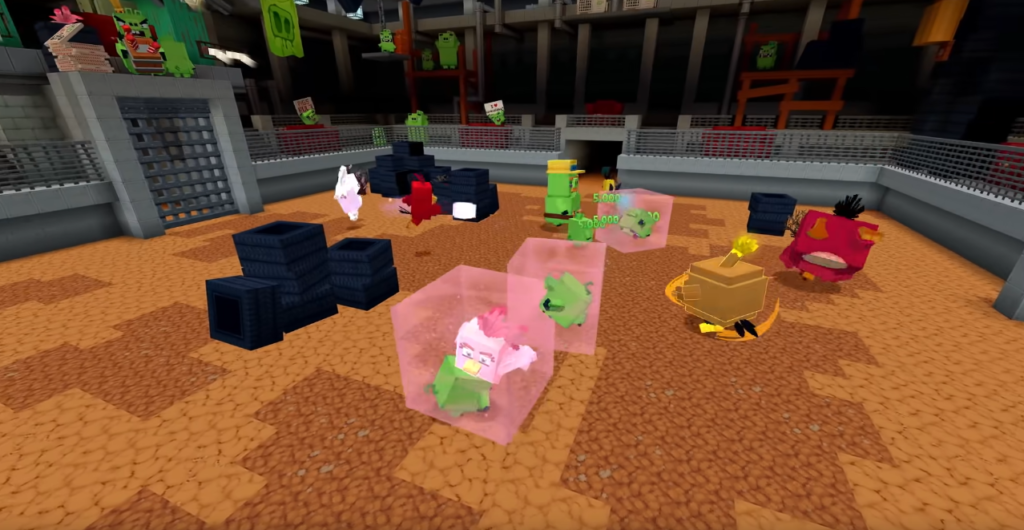 angry birds en minecraft luchando en la zona final