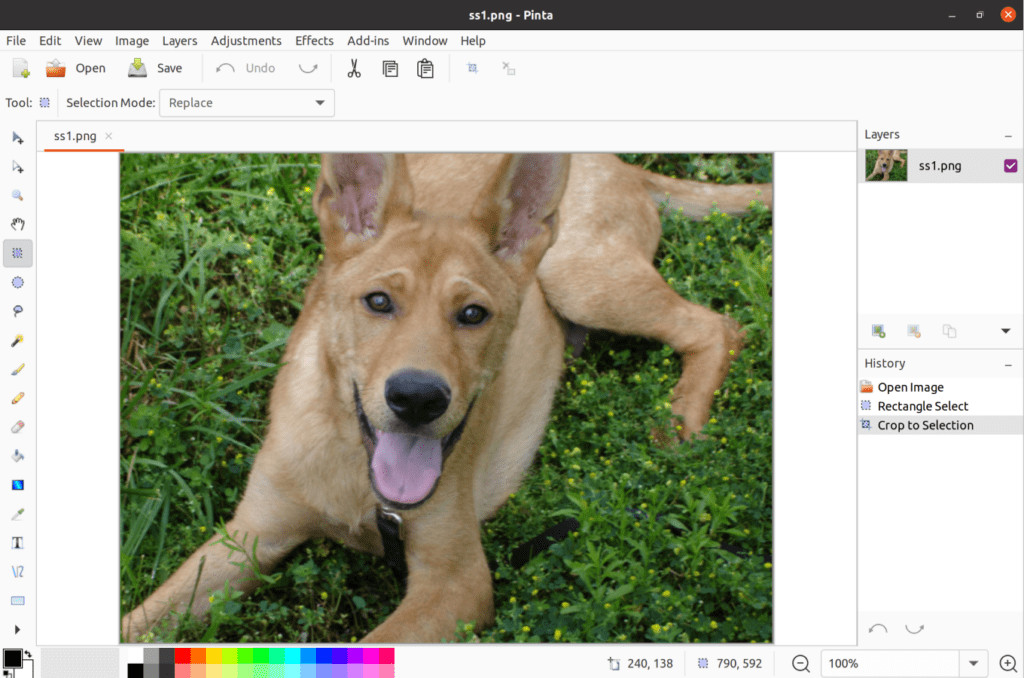 pinta, otra herramienta util para editar imagenes en linux