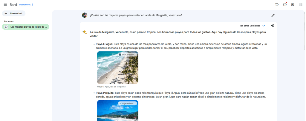 Google bard responde agregando imágenes referenciales